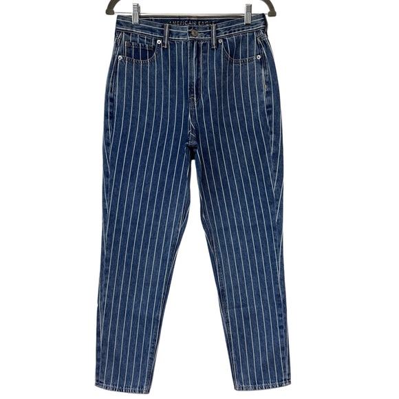 {AE American Eagle} "Mom Jean" Tapered Straight Leg Rigid Denim Jeans - Picture 1 of 7